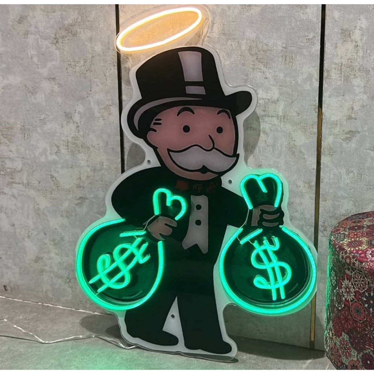Quality Fun Bright Rich Uncle Pennybags Monopoly Man LED Light Board Game Decor