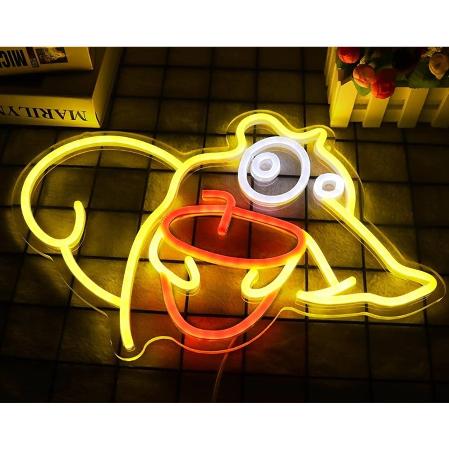 Fun Bright Yellow Squirrel & Acorn LED Night Room Wall Ice Age Decoration
