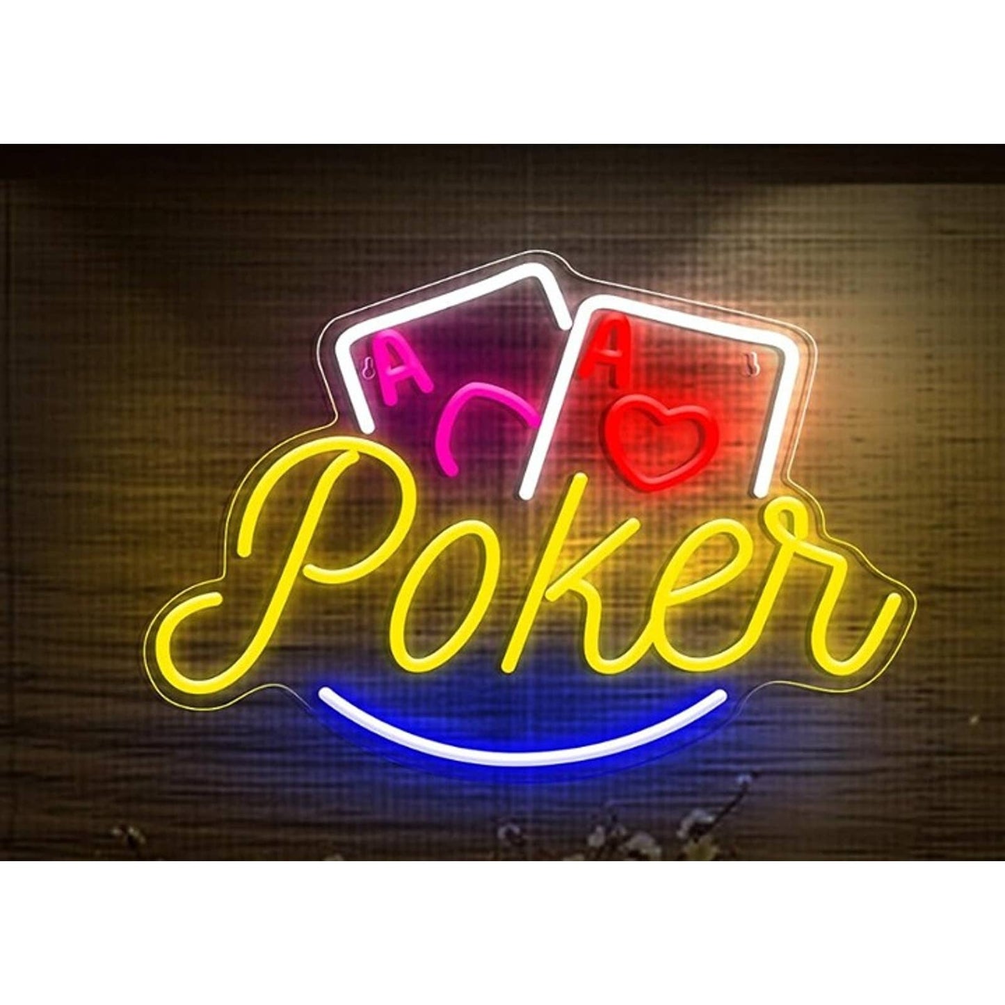 Vivid Pink Poker Cards Hearts & Ace LED Night Light Game Room Wall Decor