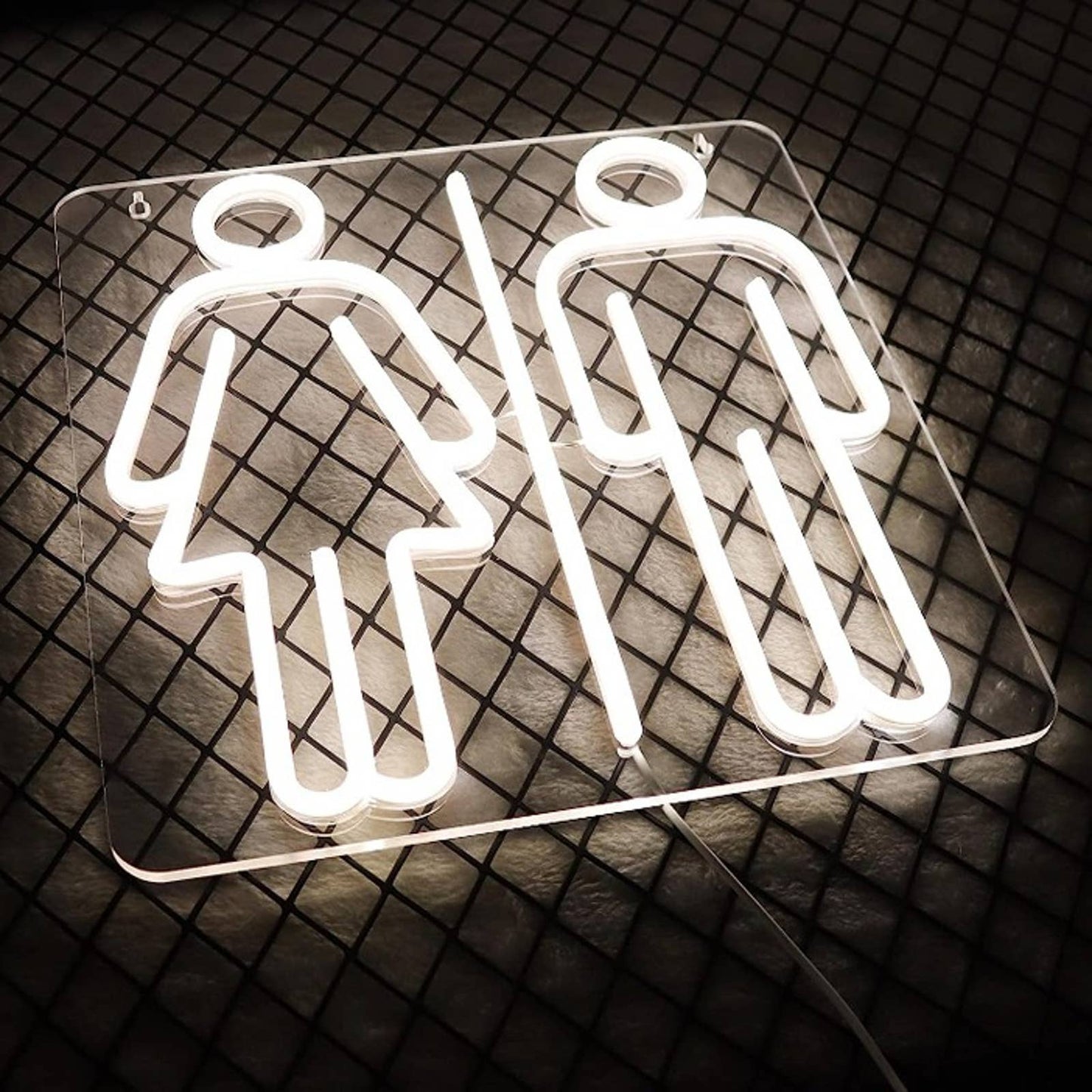 Vivid Bright White Man / Woman Bathroom Bano LED Light Wall Sign