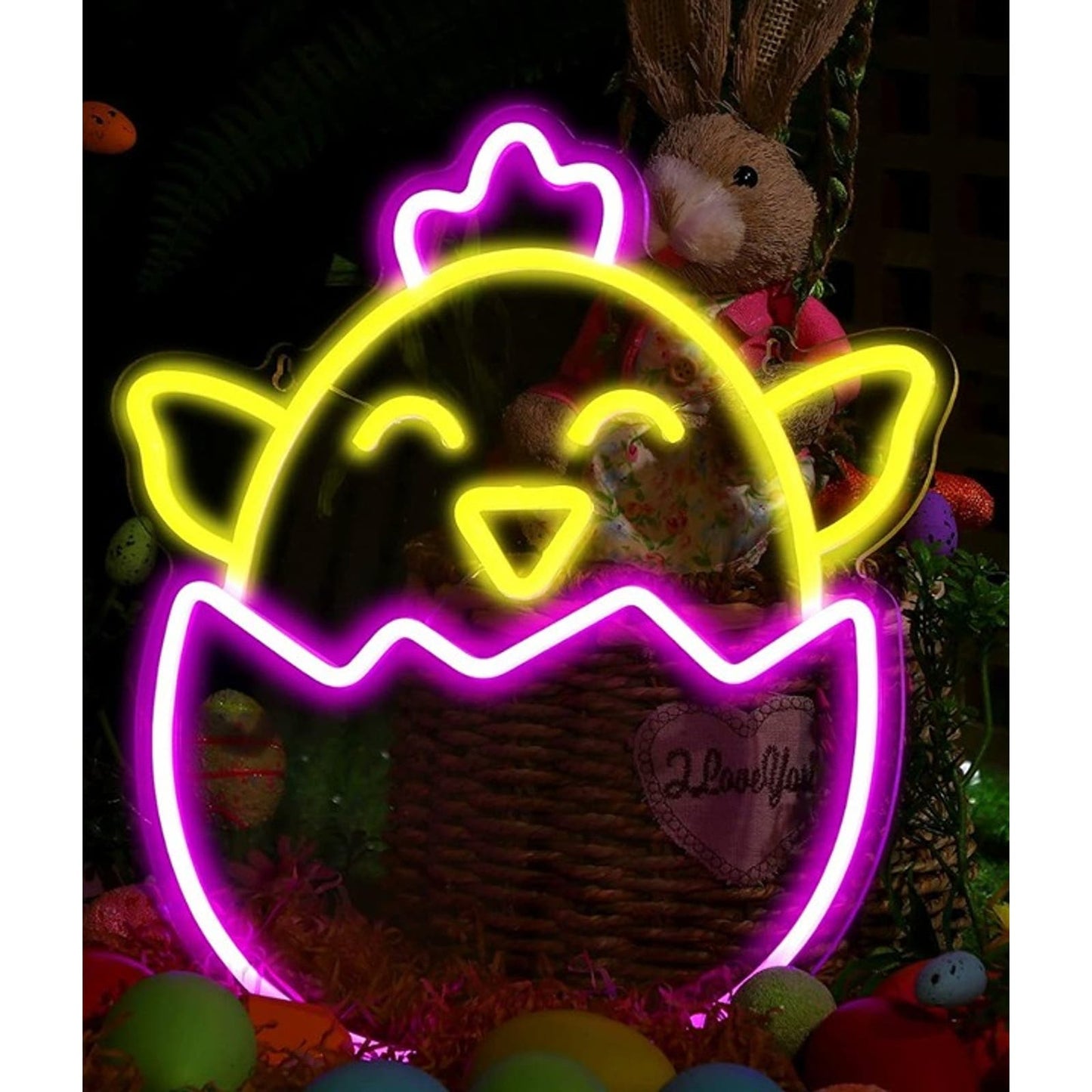 Lovely Bright Cute Baby Chick Hatching from Pink Egg LED Night Light Decor