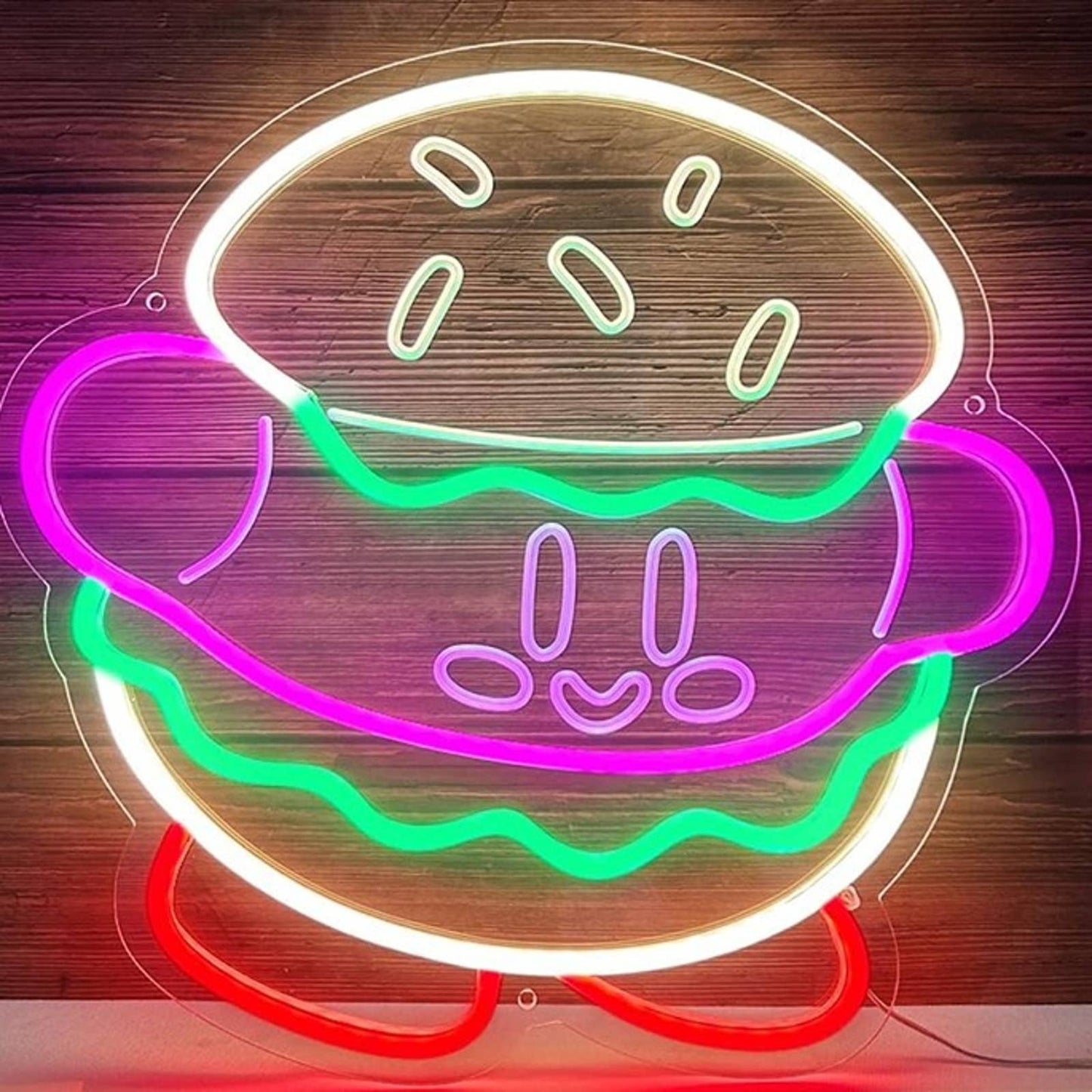 Funny Bright Tasty Kirby Hamburger LED Night Light Anime Game Room Decor