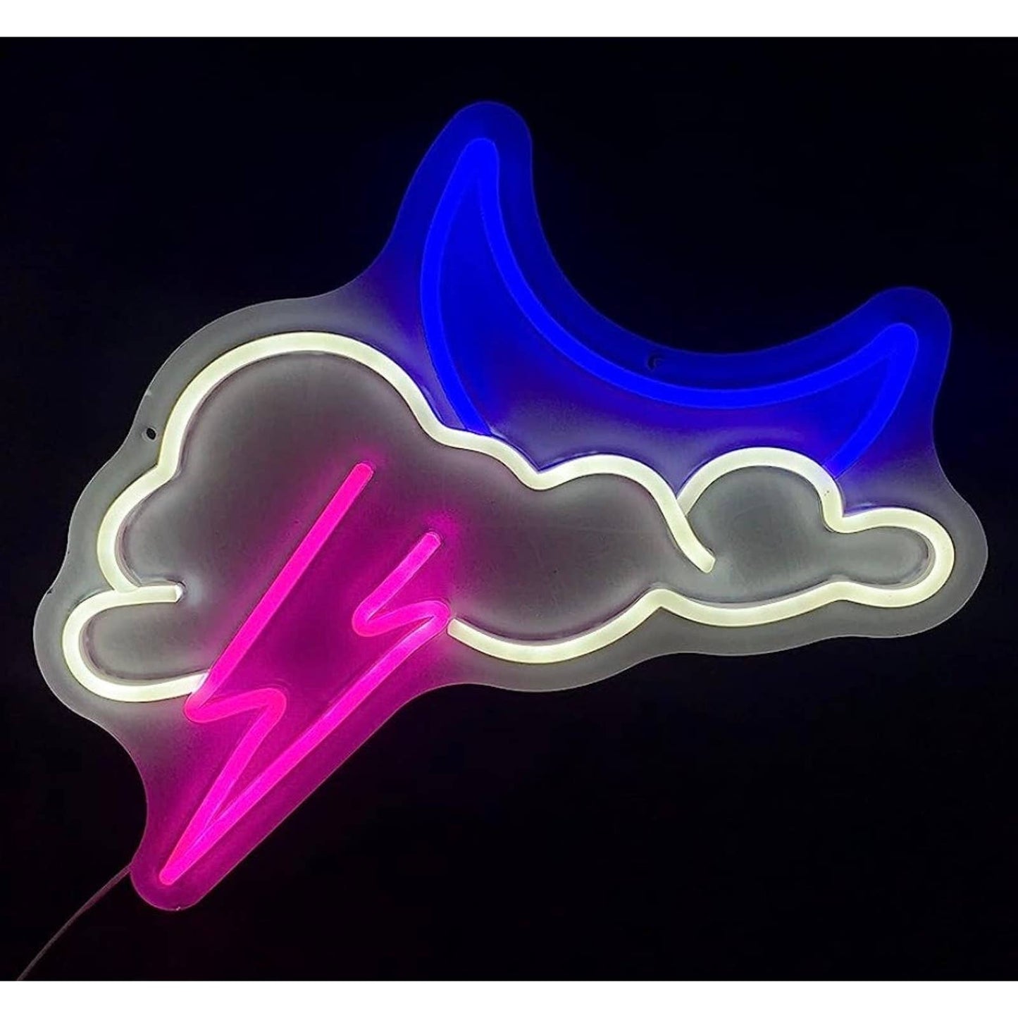 Lovely Bright Pink Lightning Cloud Moon LED Night Light Room Wall Decoration