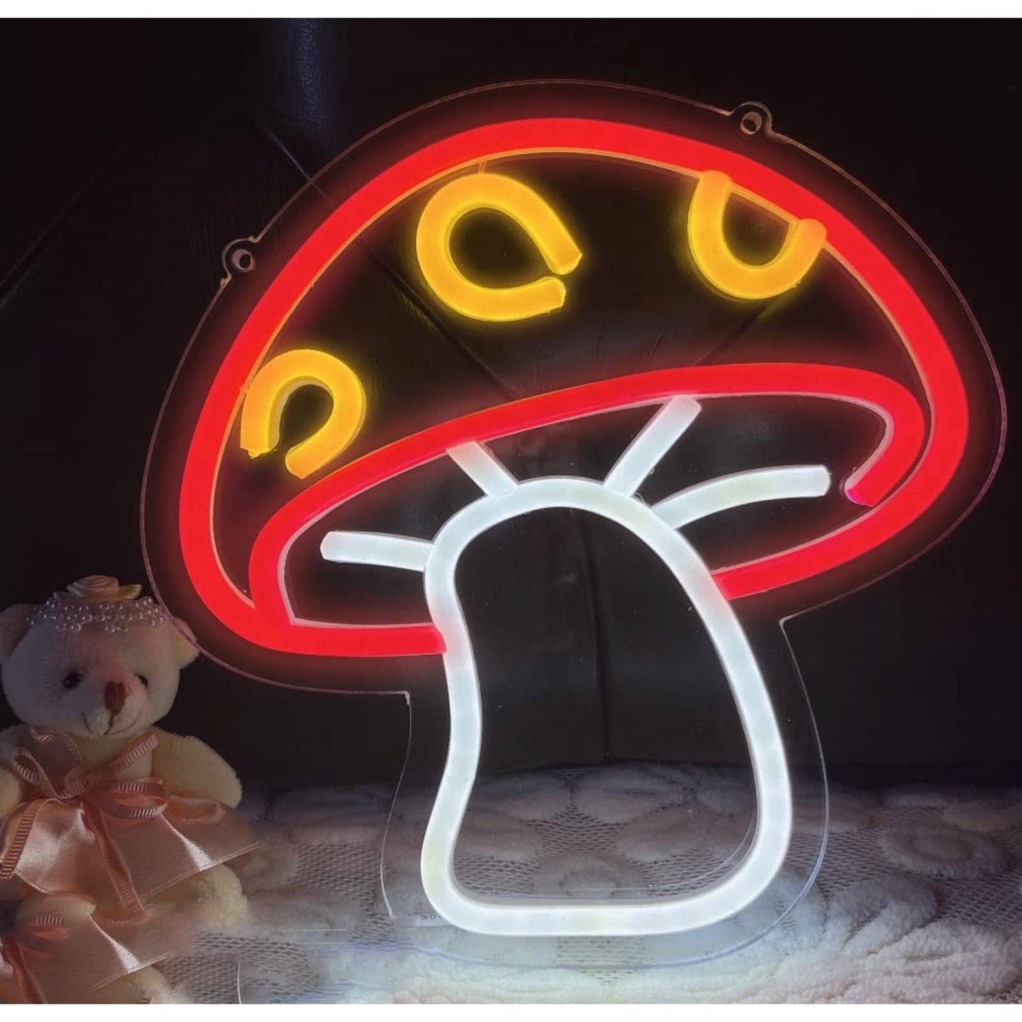 Lovely Bright Red Yellow Spotted Mushroom LED Night Light Room Wall Decoration