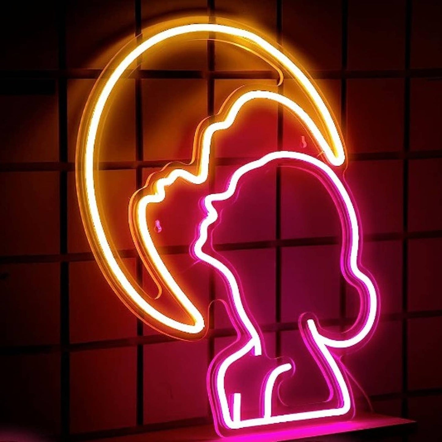 Lovely Bright Moon & Woman LED Night Light Room Wall Decoration