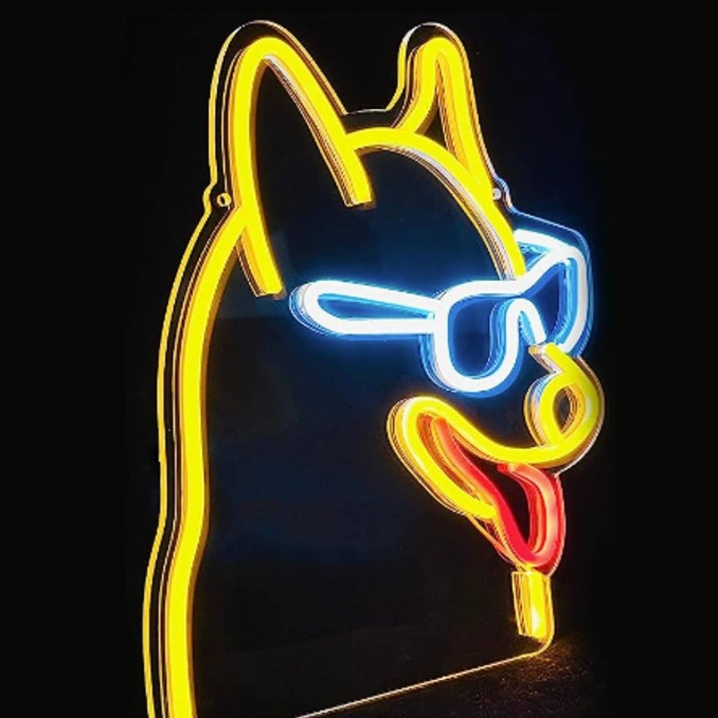 Fun Vivid Bright Corgi Puppy Dog in Sunglasses LED Night Light Room Wall Decor