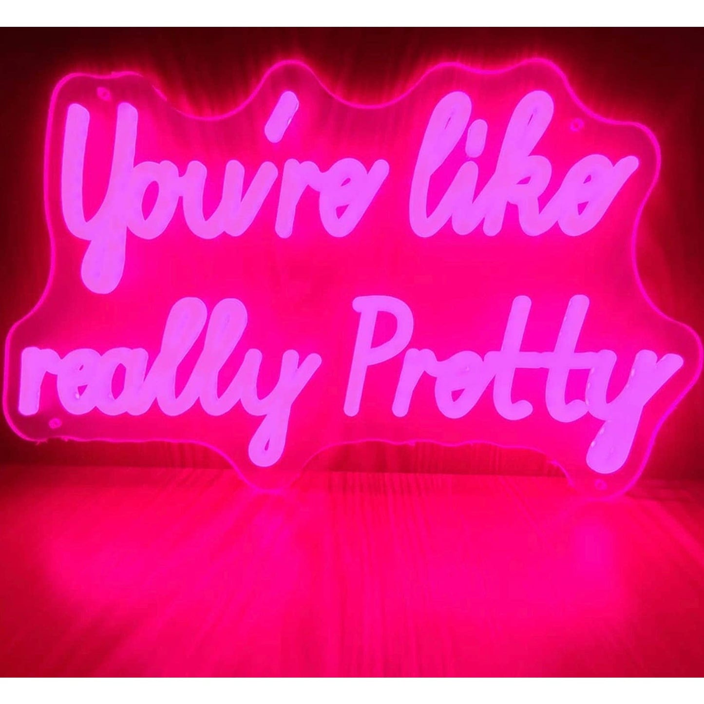 Lovely Bright Hot Pink “You’re Like Really Pretty” LED Night Light Room Wall Dec