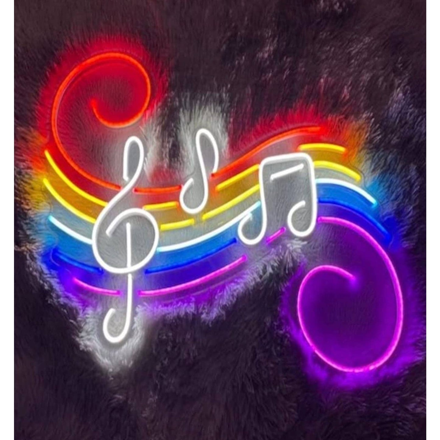 Lovely Bright Rainbow Musical Note LED Night Light Music Room Wall Art Decoratio
