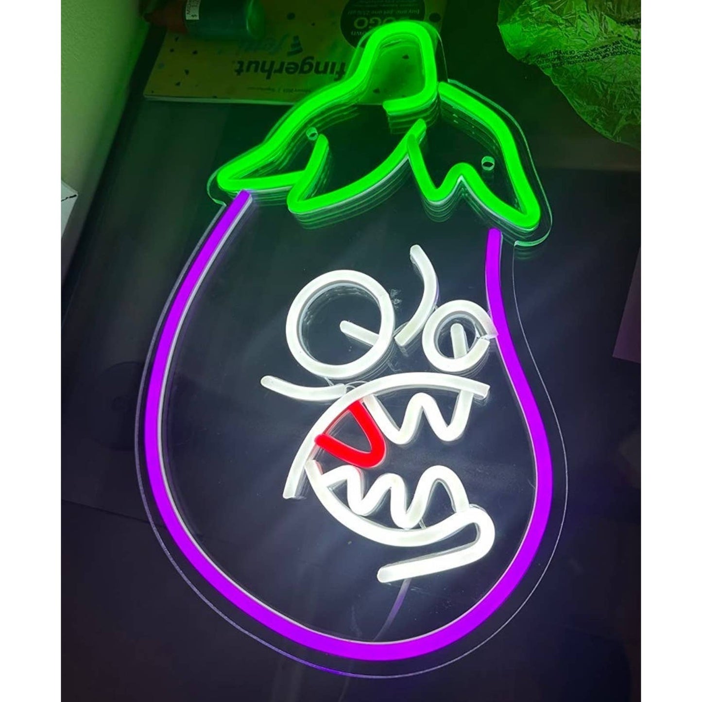 Fun Eggplant Plants vs. Zombies Video Game LED Night Light Room Wall Decor