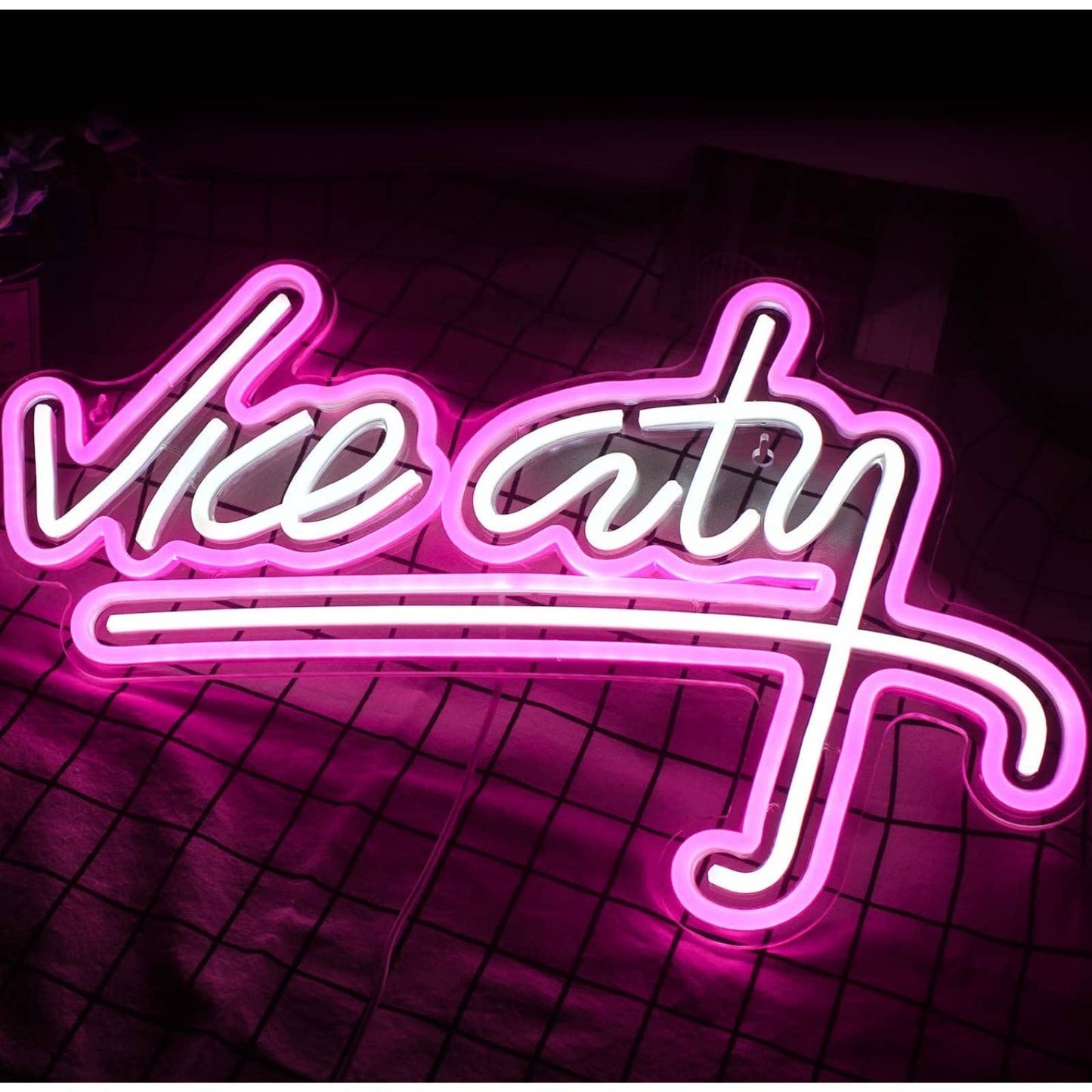 Bright Pink / White Vice City LED Night Light Room Wall Decoration