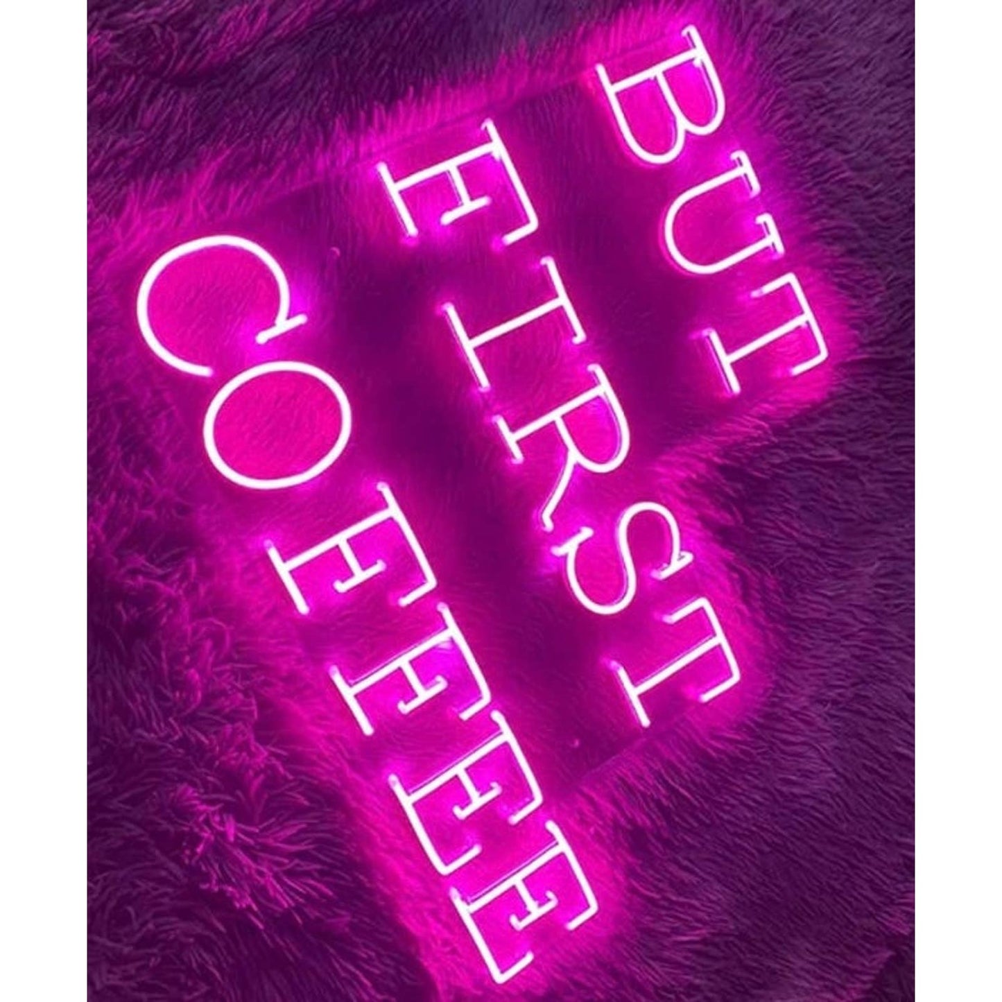 Fun Bright Pink But First Coffee LED Night Light Sign Room Wall Decoration