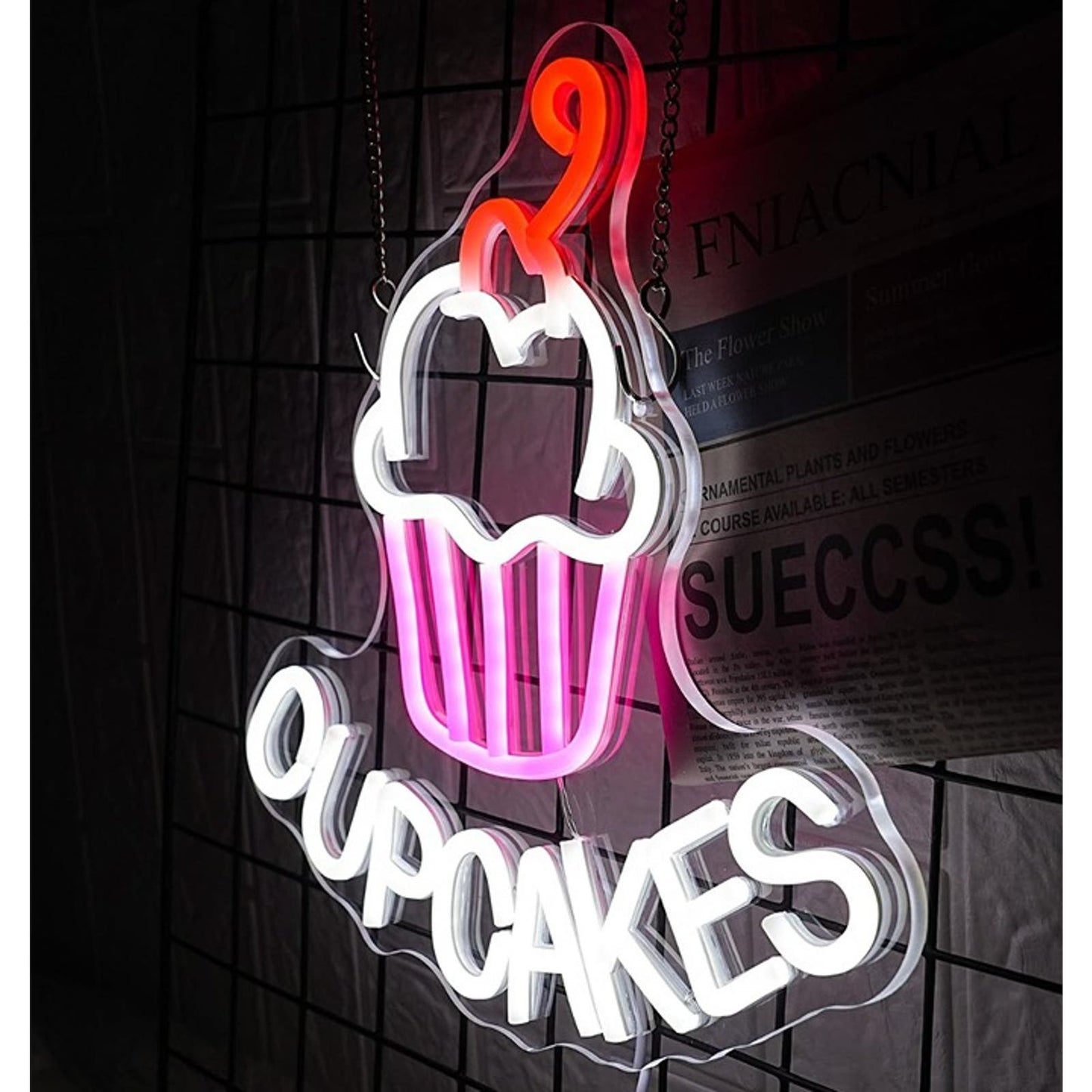 Lovely Bright Pink Cupcake LED Night Light Room Wall Decoration