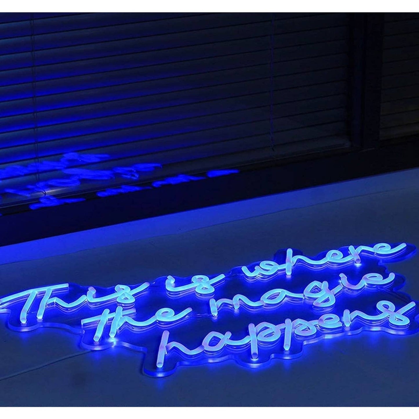Lovely Blue Large Bright “ This Is Where The Magic Happens” LED Light Sign Decor