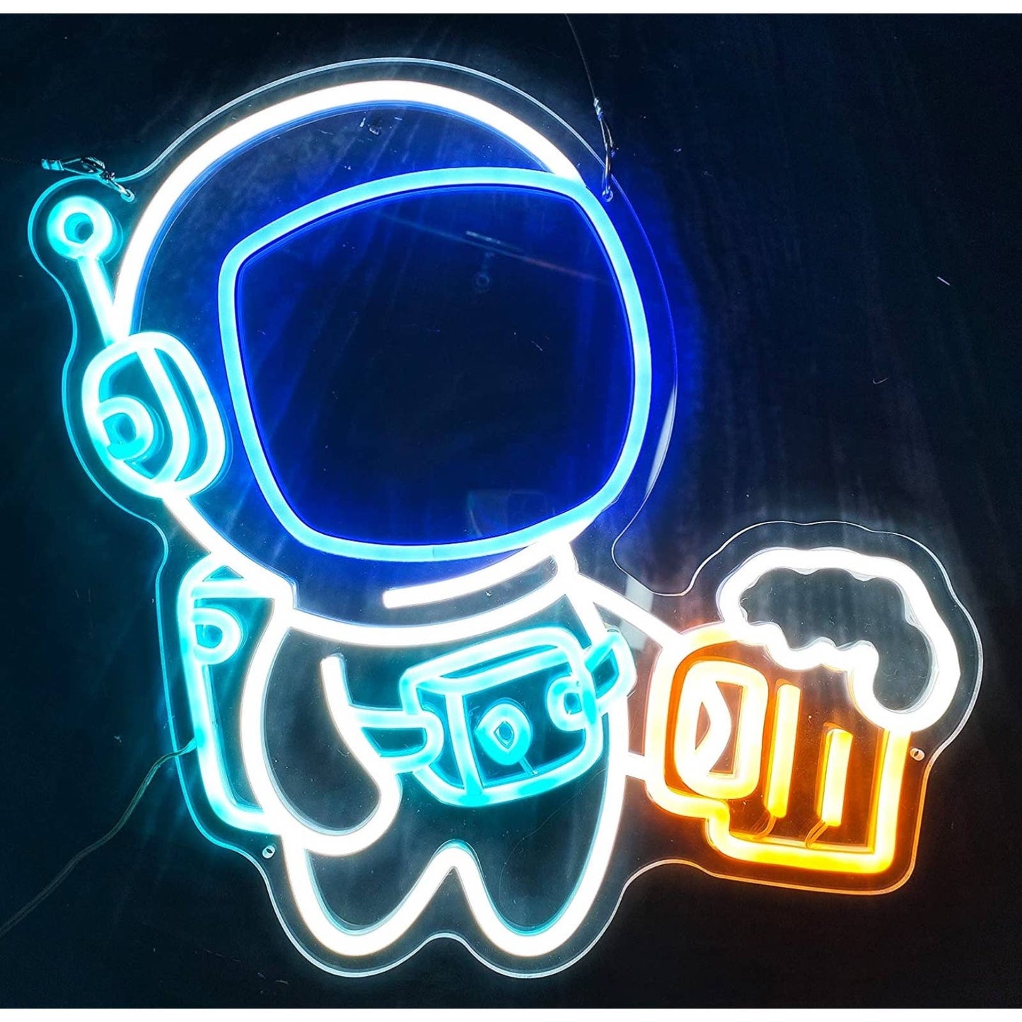 Fun Bright Blue Little Astronaut with a Beer LED Night Light Room Wall Decoratio