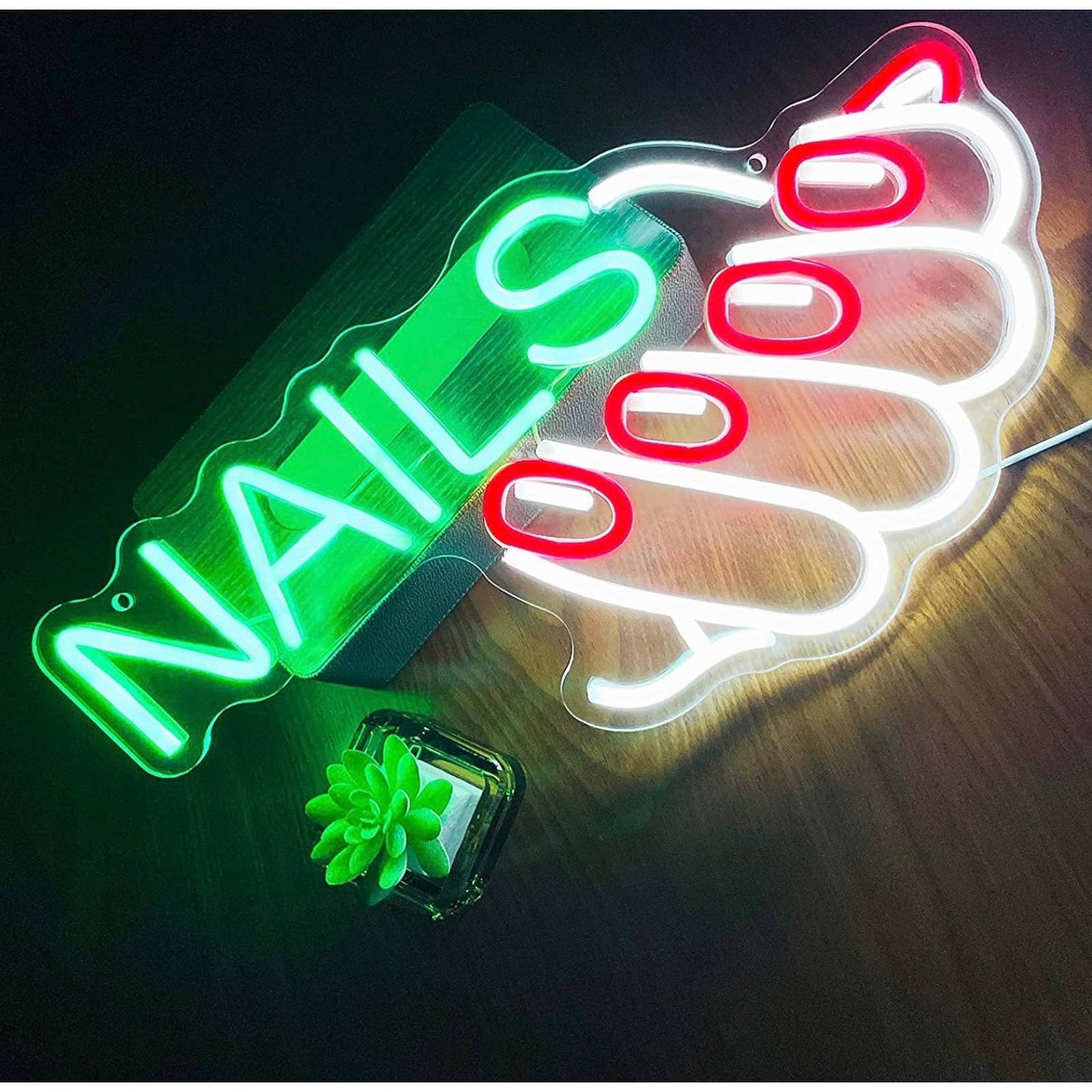 Lovely Bright Colorful Nails LED Spa Light Salon Room Wall Decoration