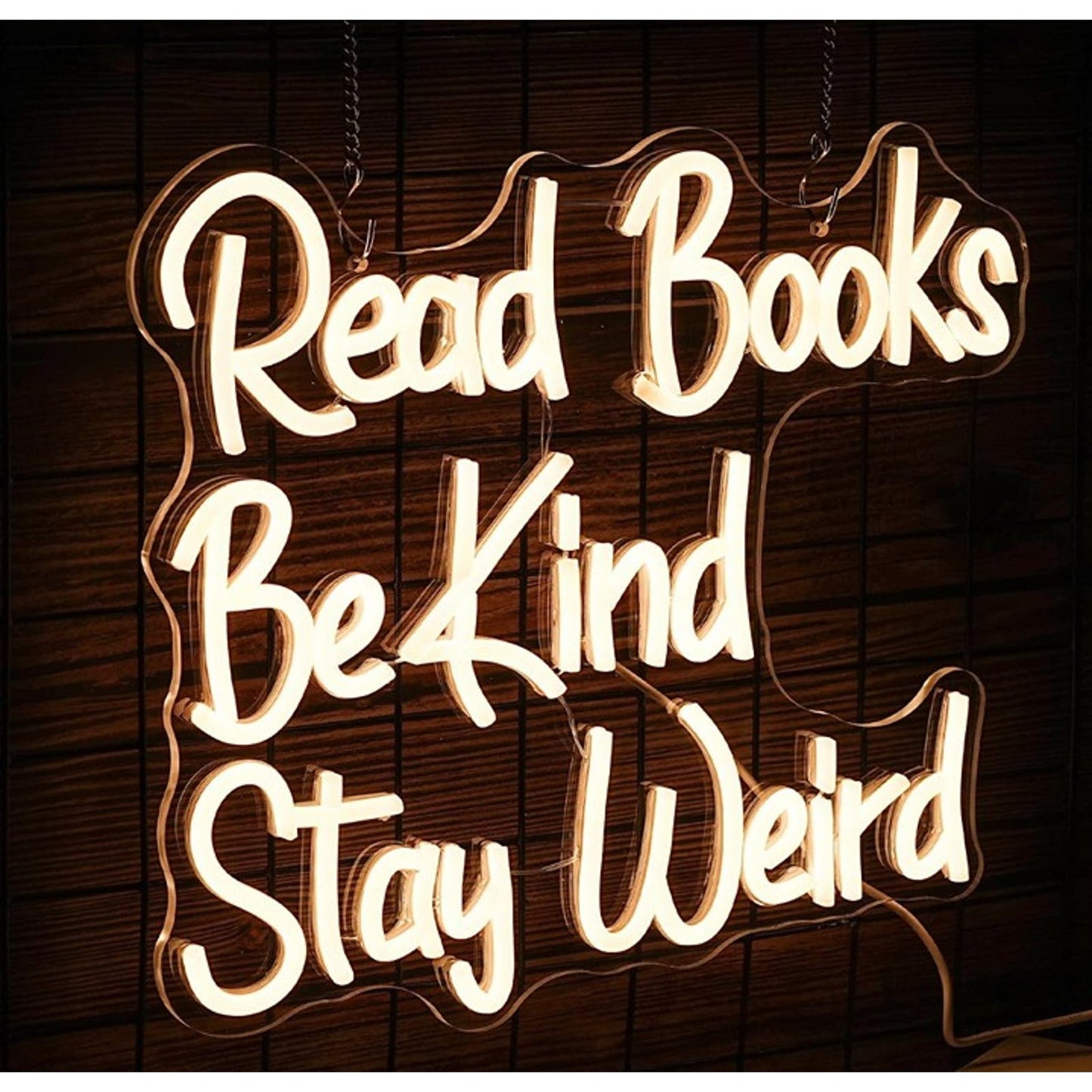 Fun Warm Bright “Read Books, Be Kind, Stay Weird” LED Light Room Wall Decor