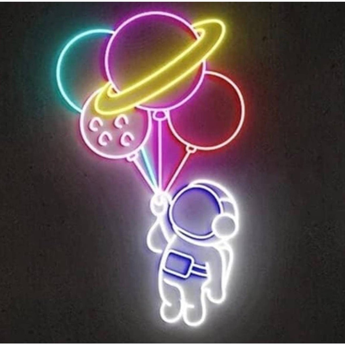 Lovely Bright Colorful Baby Astronaut Planet Balloons LED Night Light Room Wall