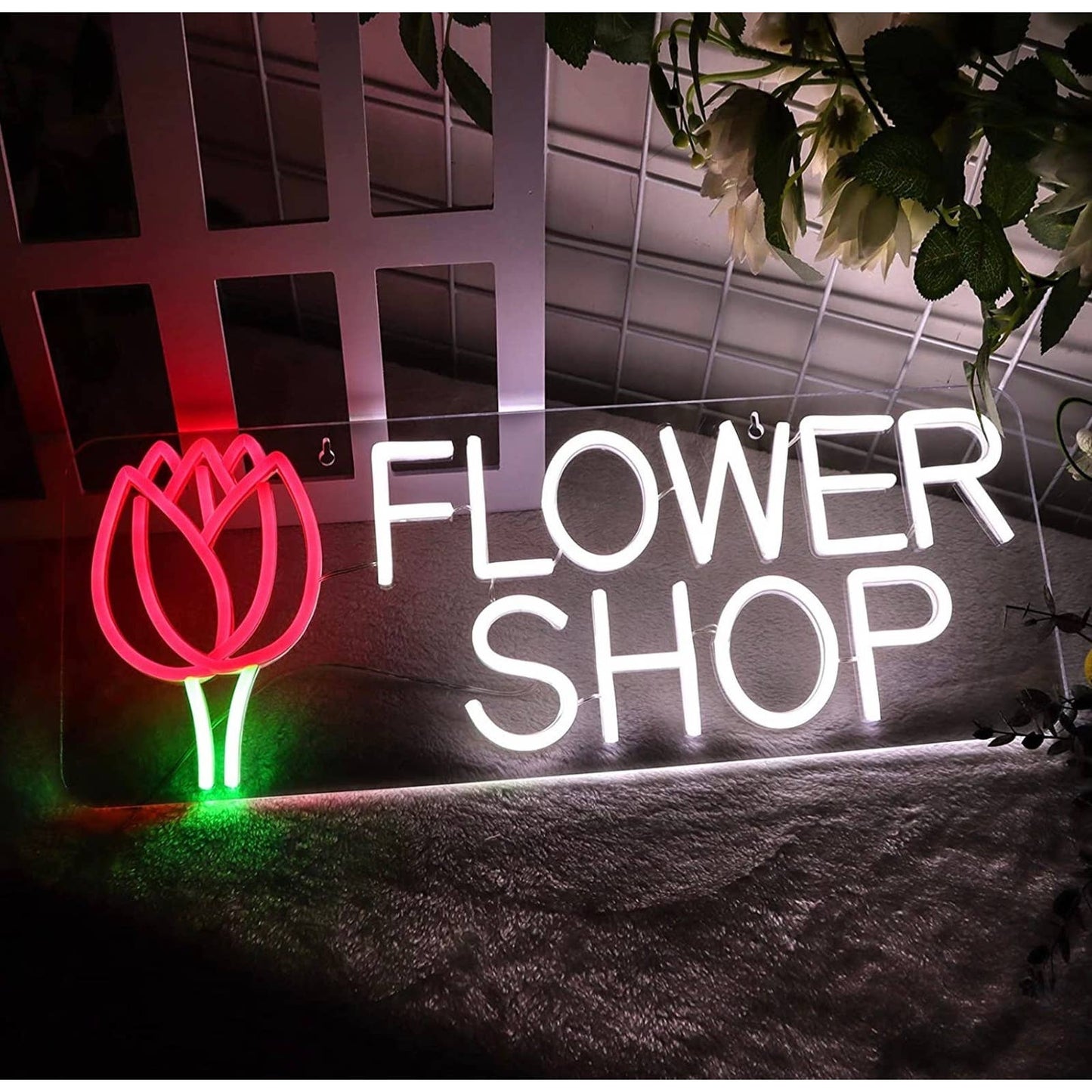 Large Bright Flower Shop LED Business Light Room Wall Decor