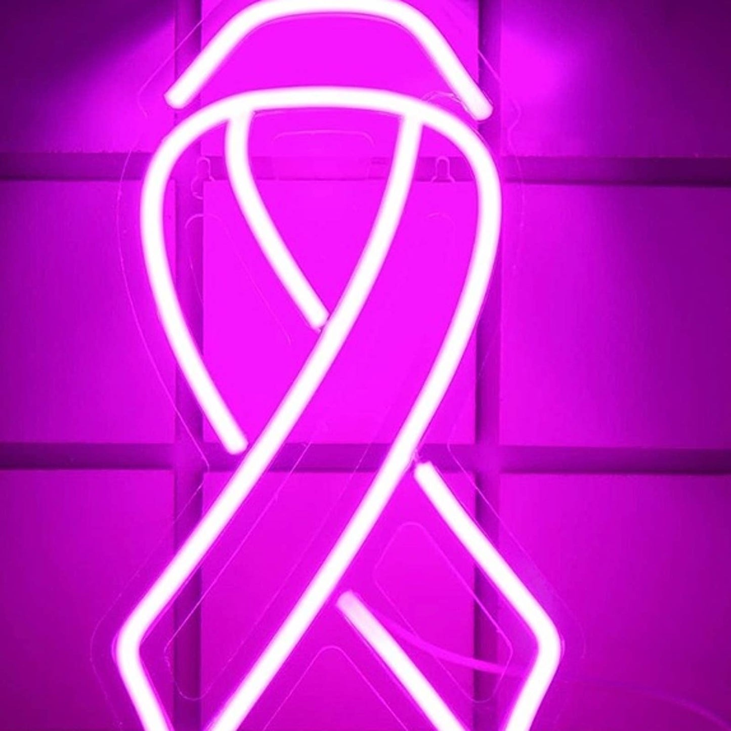 Vivid Bright Pink Brest Cancer Awareness LED Night Light Sign