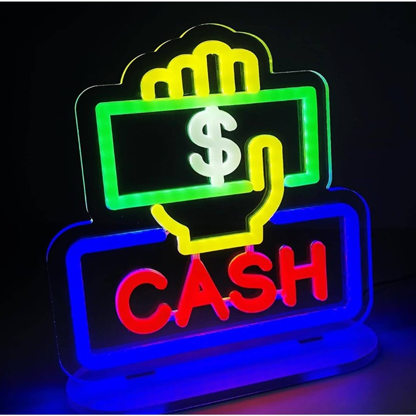 Vivid Bright “Cash” Cashier Hand LED Night Light Shop Store Wall Sign