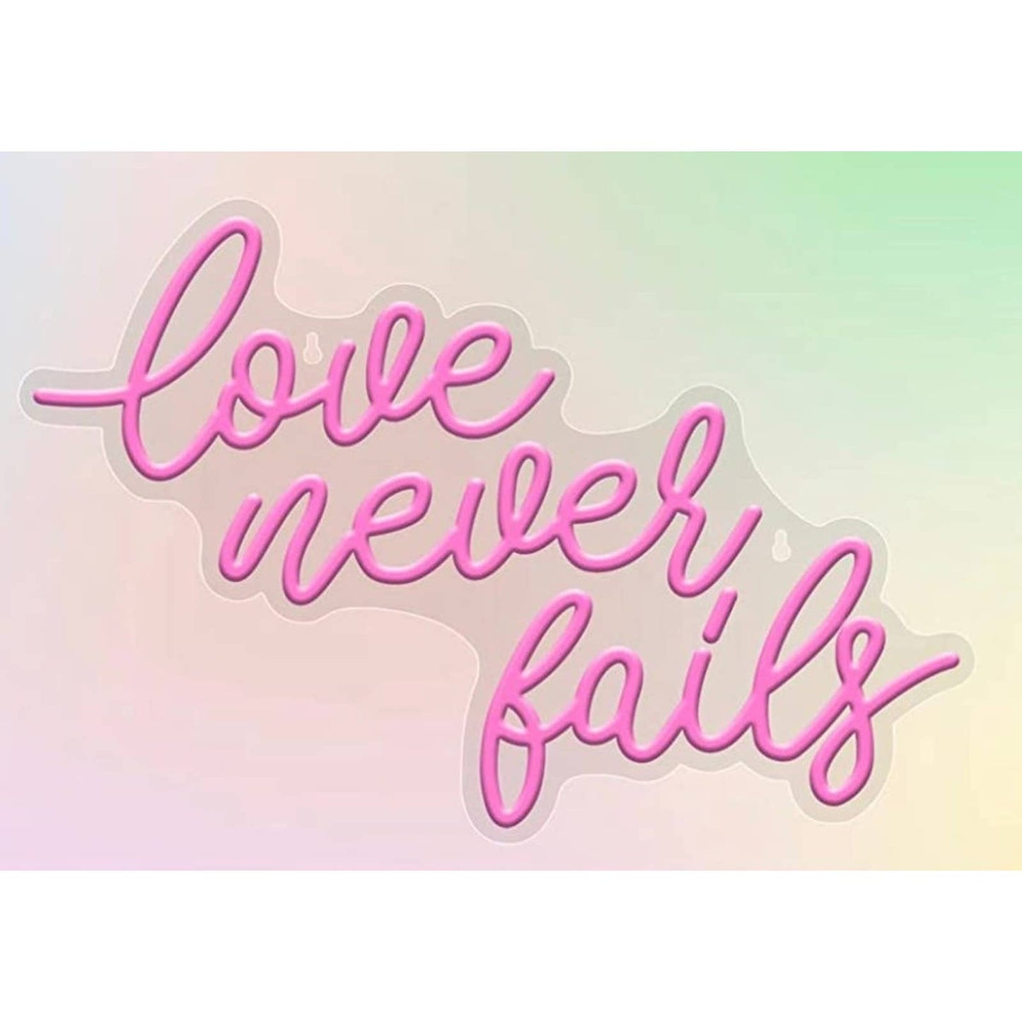 Lovely Bright Pink “Love Never Fails” LED Night Light Room Wall Decoration