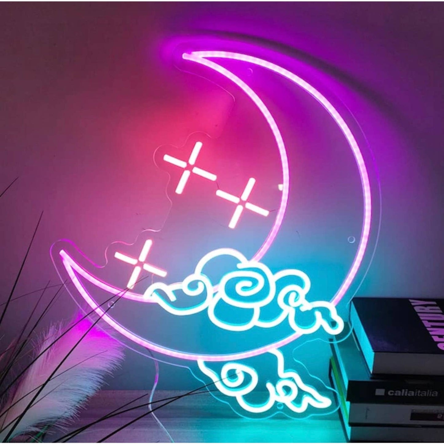 Magical Vivid Bright Moon Star & Clouds LED Night Light Room Wall Decoration