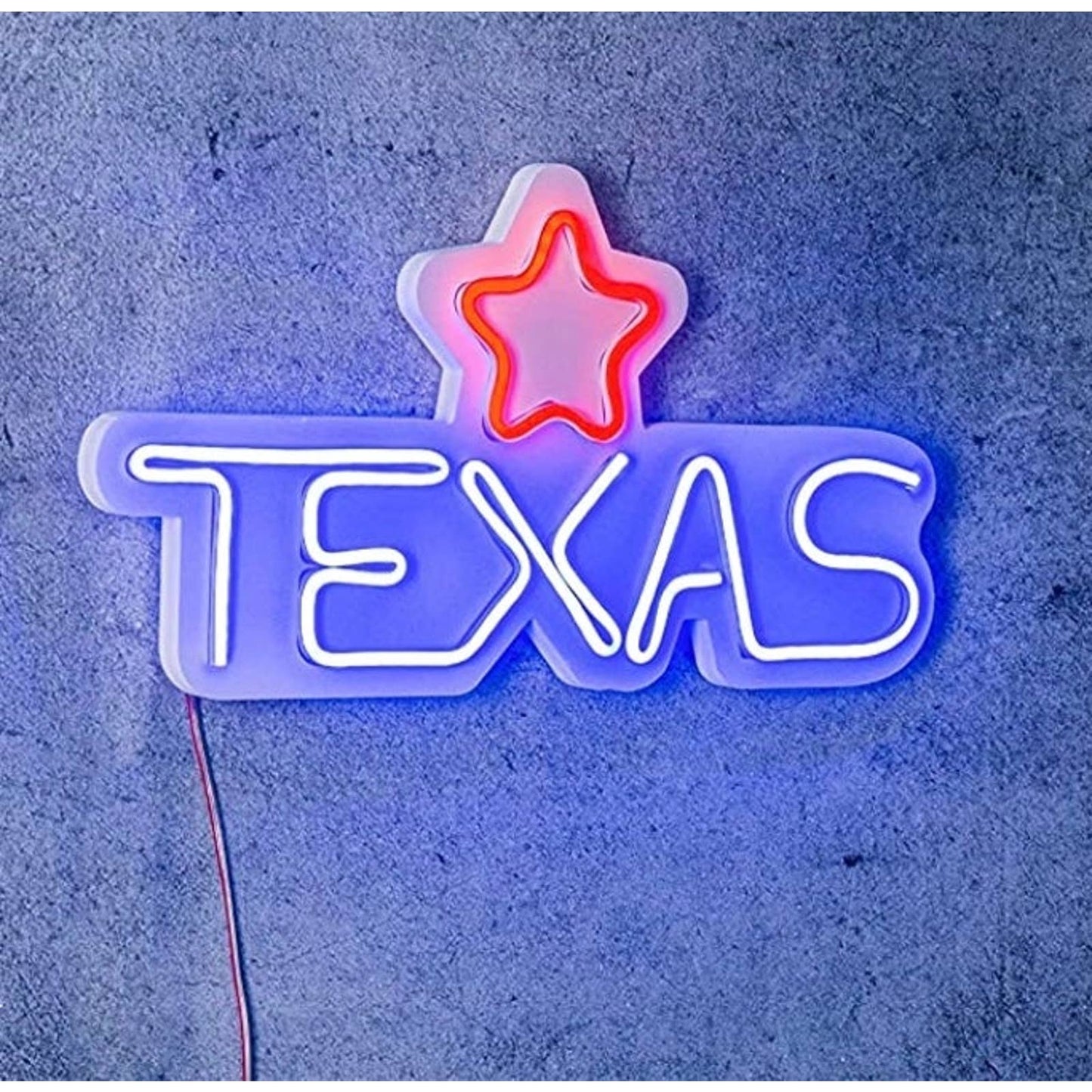 Vivid Bright Red / Blue Texas Star LED Night Light Room Wall Decoration