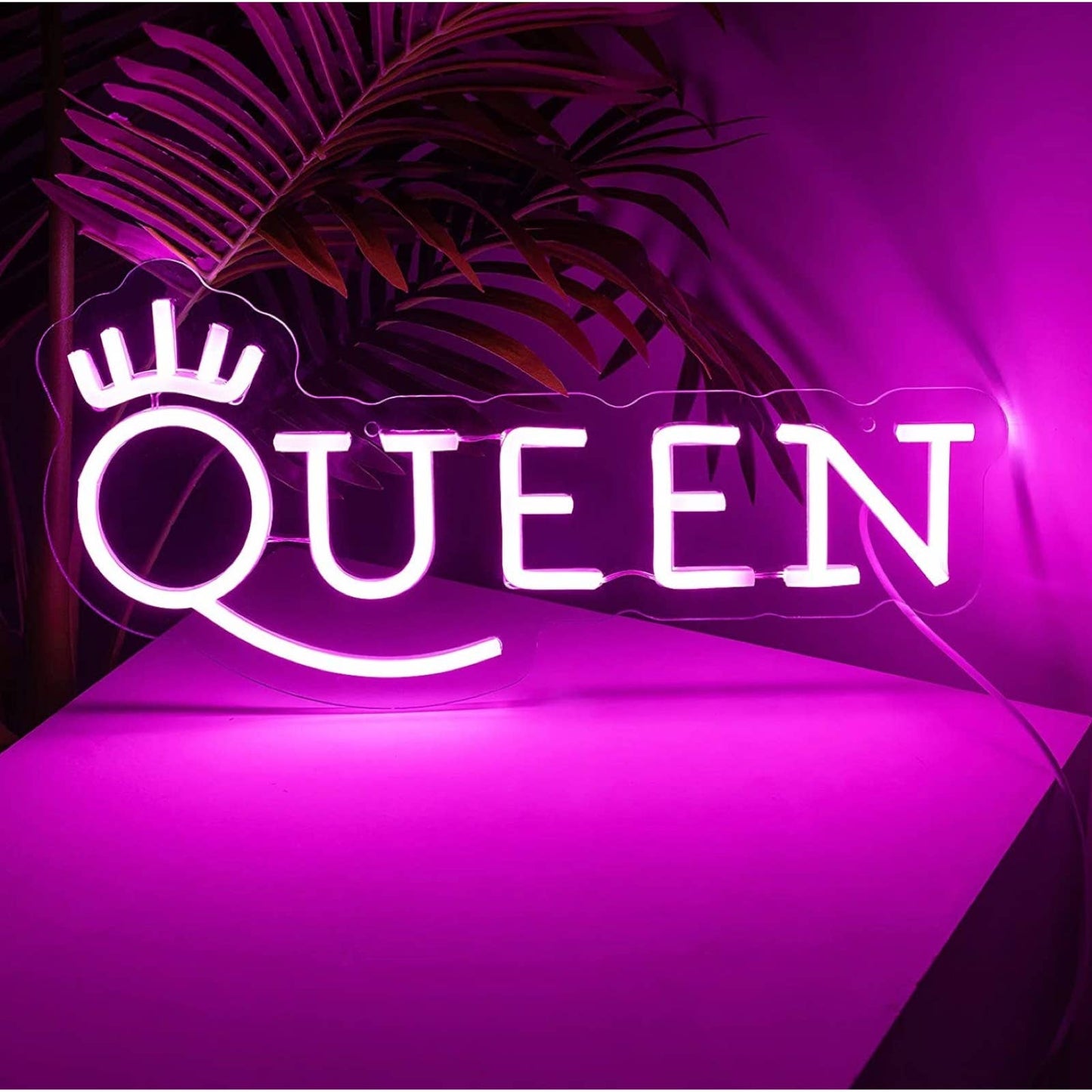 Adorable Bright Pink Glam Queen Crown LED Night Light Room Wall Decoration