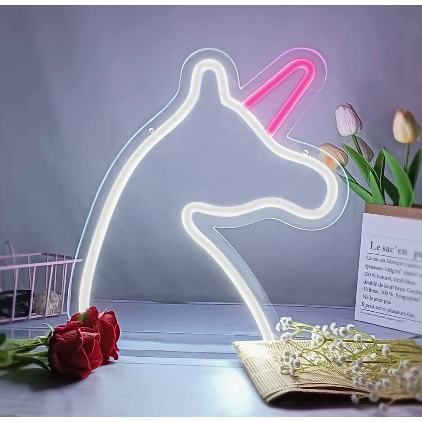 Lovely Bright White & Pink Unicorn LED Night Light Room Decor