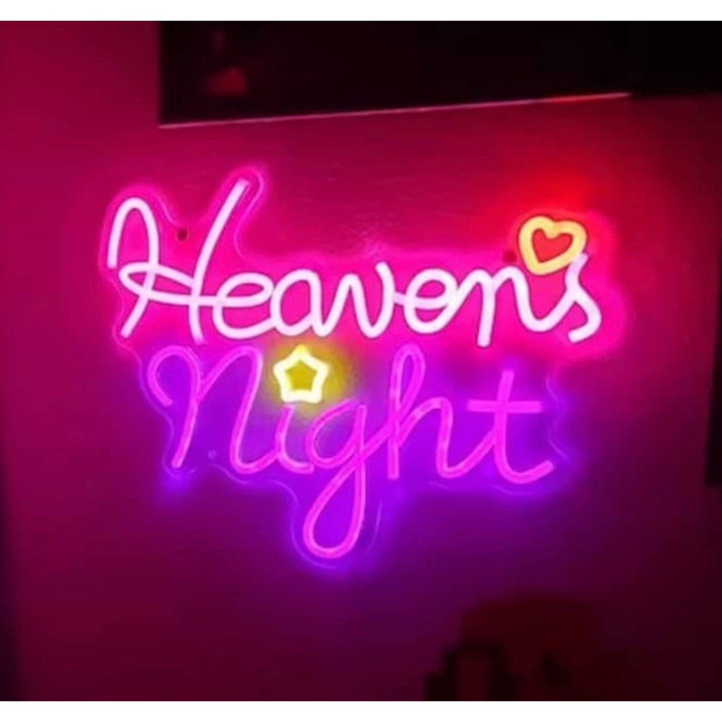Lovely Bright Pink & Purple “Heaven’s Night” LED Night Light Sign Room Wall Deco