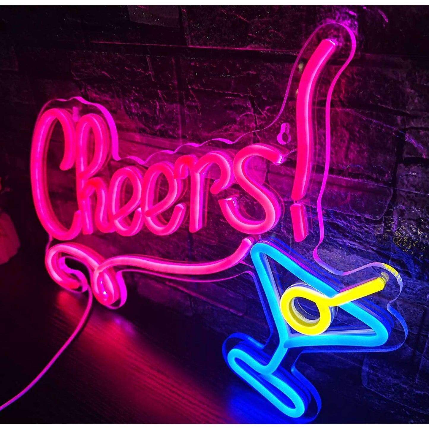 Fun Vivid Bright Cheers Cocktail Margarita LED Night Light Bar Room Wall Decor