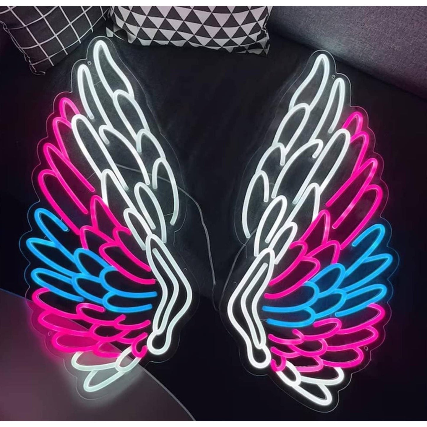 Gigantic Vivid Bright Colorful Angel Wings LED Night Light Room Wall Decoration