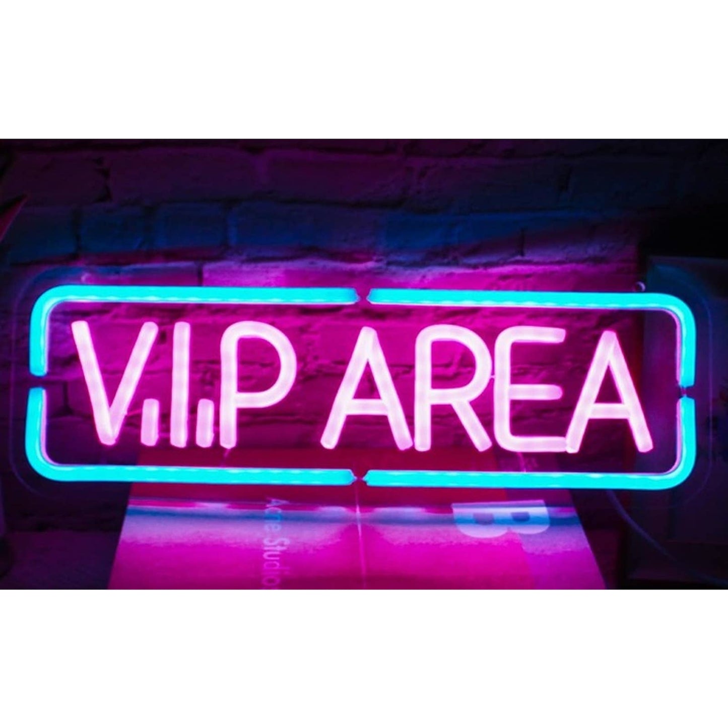 Vivid Bright Pink / Blue “VIP AREA” LED Night Light Party Room Wall Decor