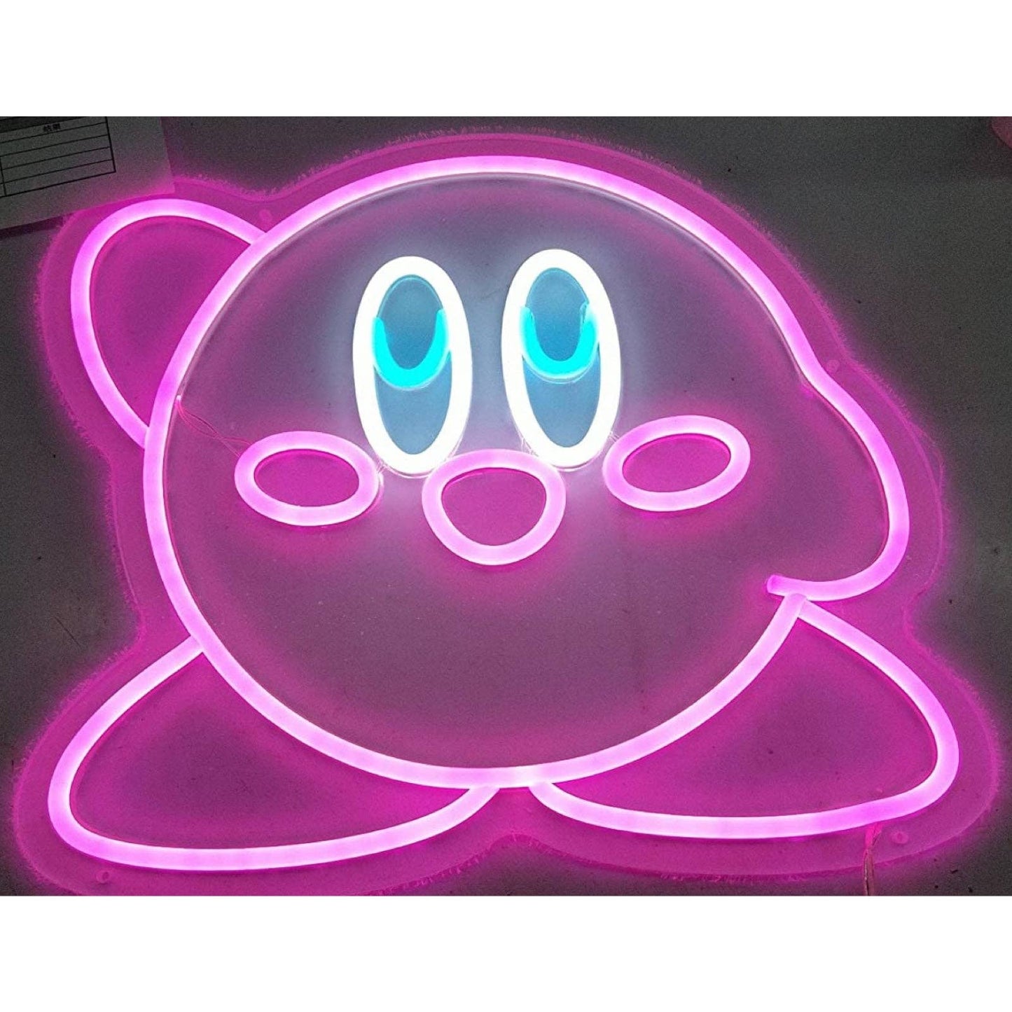 Adorable Bright Pink “Hi Kirby” LED Night Light Room Wall Video Game Decoration