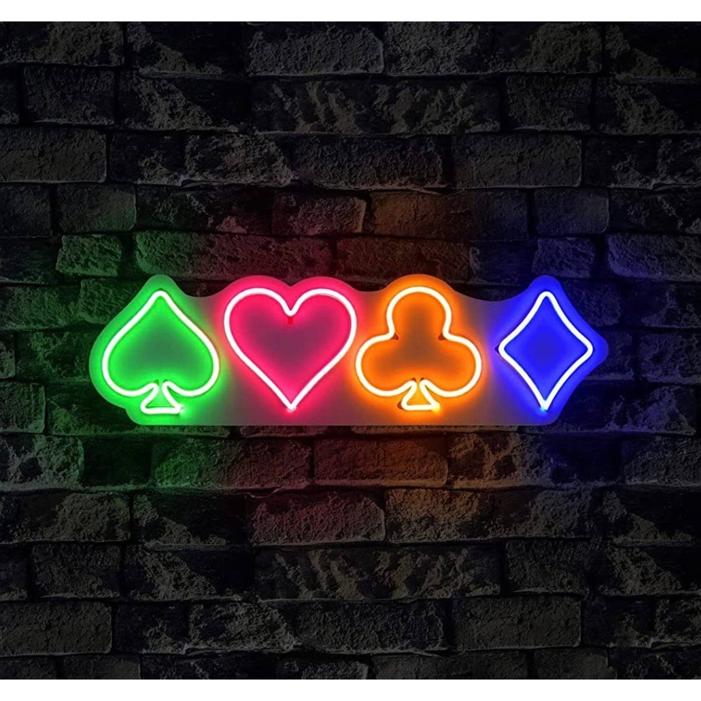 Fun Bright Colorful Spade Heart Club Diamond Playing Cards LED Light Sign