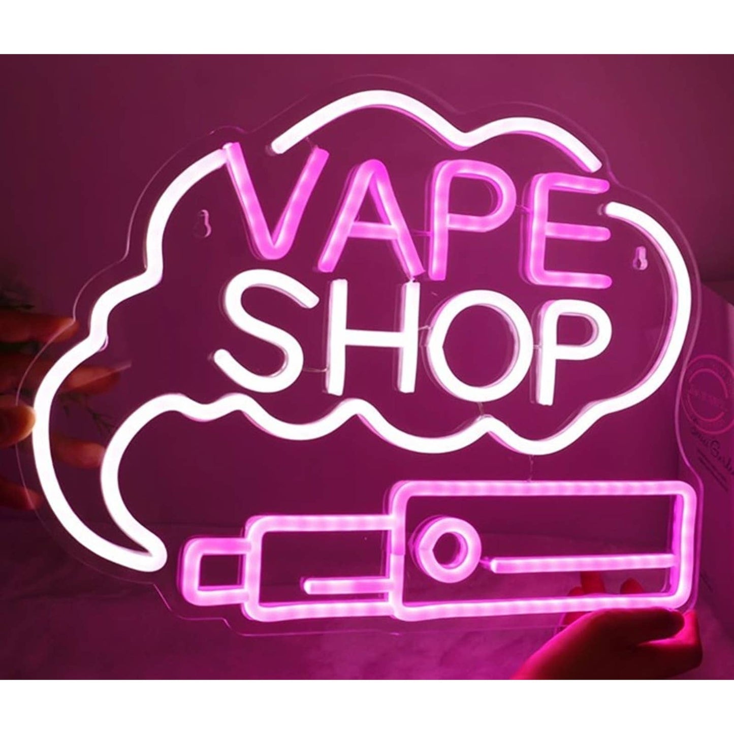 Vivid bright Pink “Vape Shop” LED Night Light Room Wall Shop Decor
