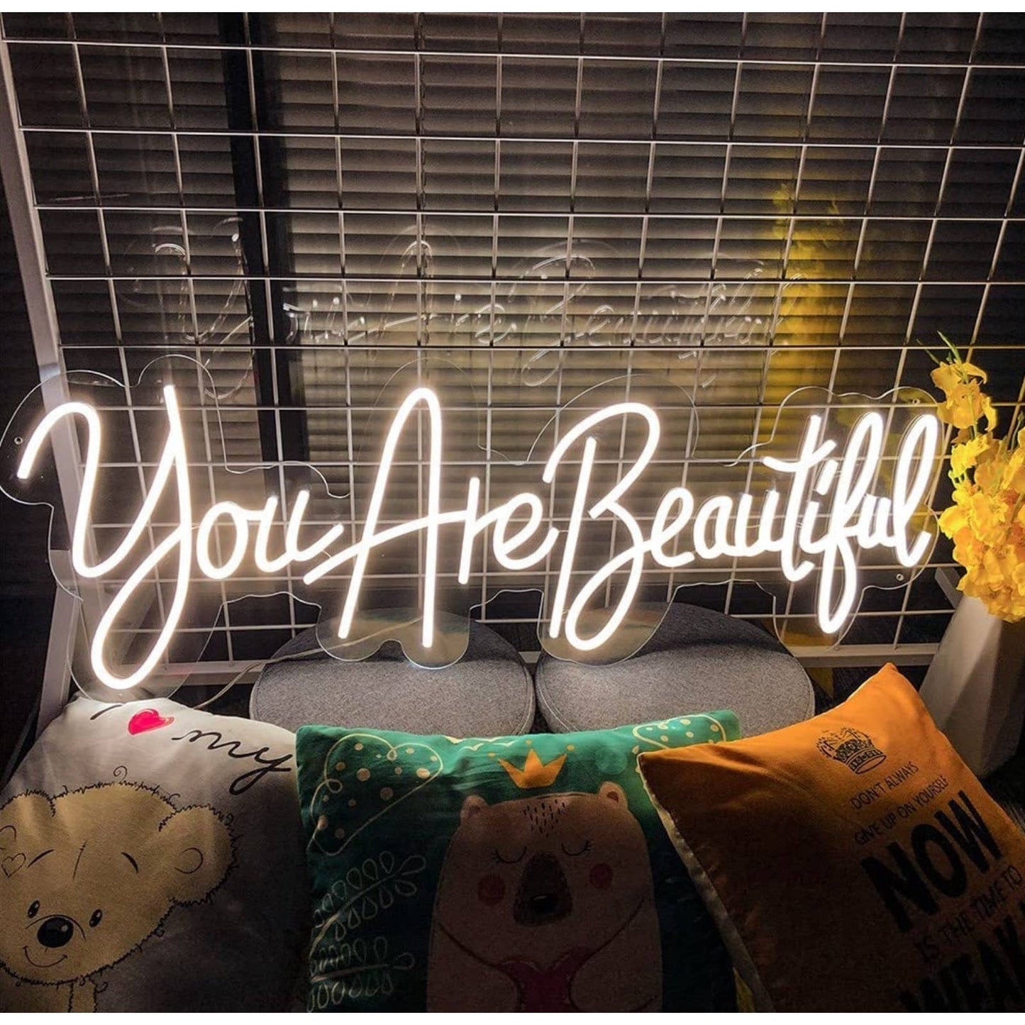 Adorable Bright “You Are Beautiful” LED Night Light Room Wall Decoration