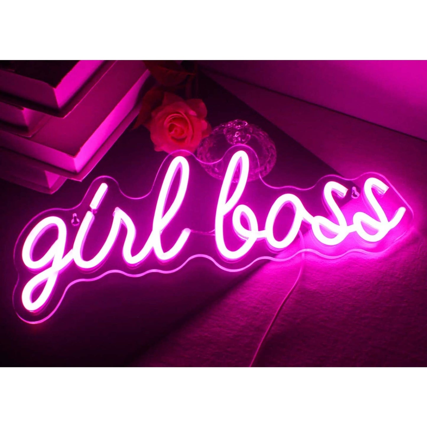 Lovely Bright Pink “Girl Boss” LED Night Light Room Wall Decoration