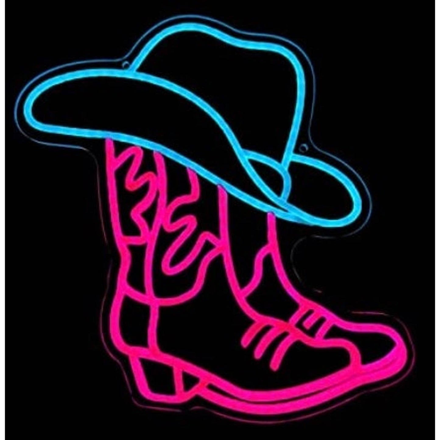 Fun Bright Vivid Colorful Cowgirl Boots & Hat LED Night Light Room Wall Decorati