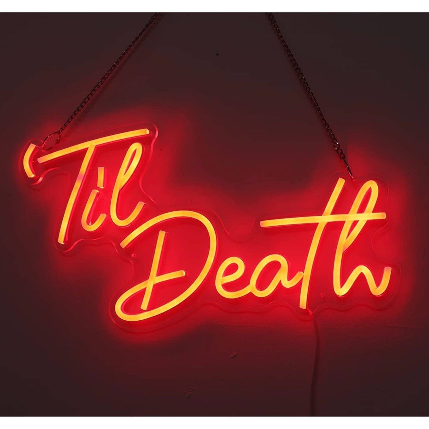 Lovely Bright Red Unique “Til’ Death” LED Night Light Marriage Room Wall Decorat