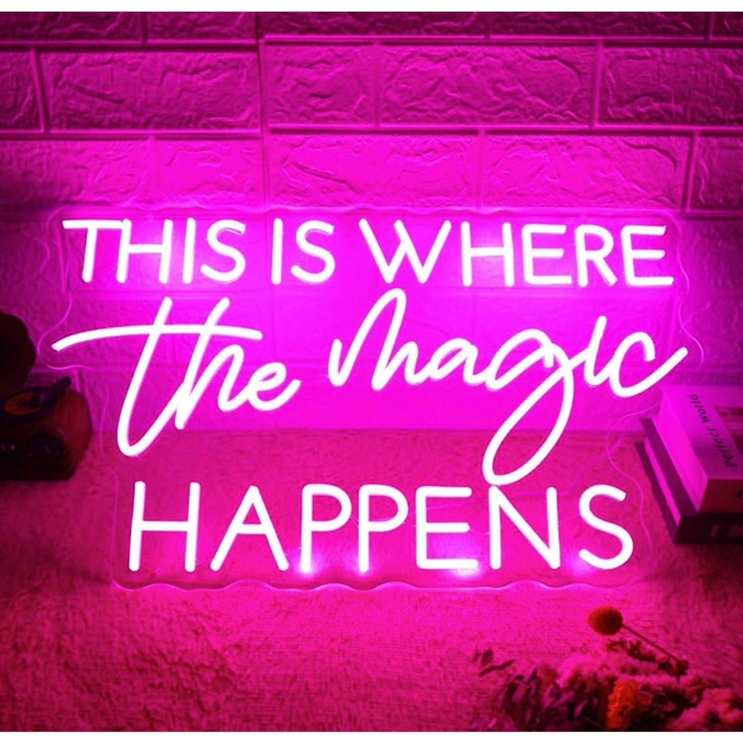 Lovely Bright Fancy Pink “This is Where the Magic Happens” LED Night Light Decor