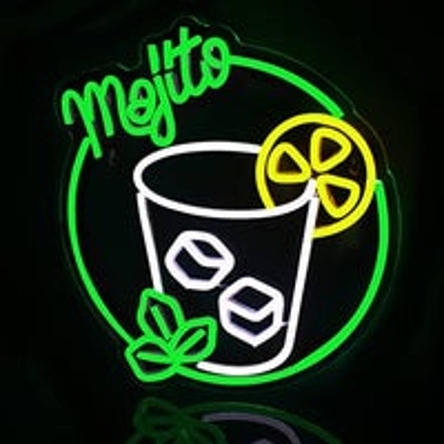 Vivid Bright Green Mojito Drink LED Night Light Bar Room Wall Decoration