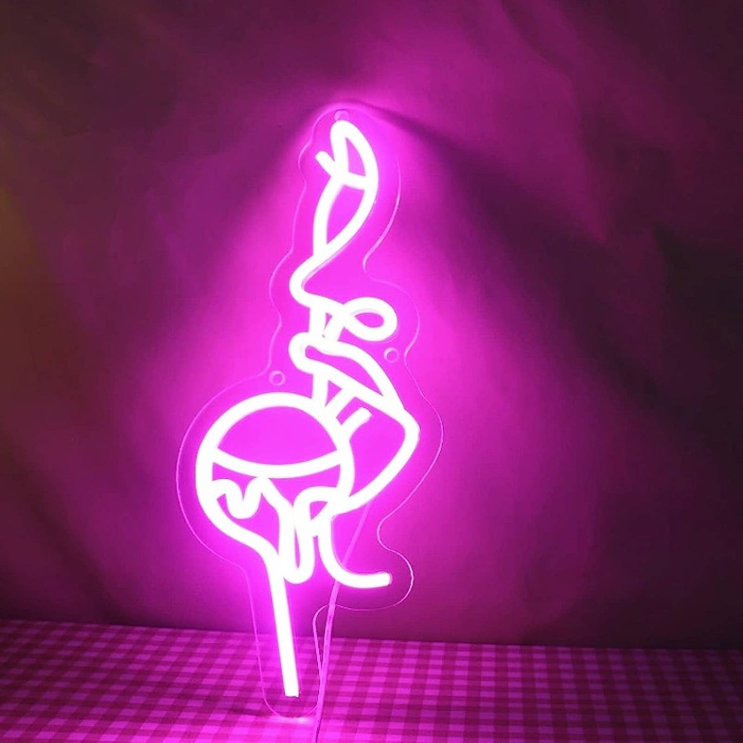 Vivid Bright Hot Pink Lady Licking Lollipop LED Night Light Room Wall Decor