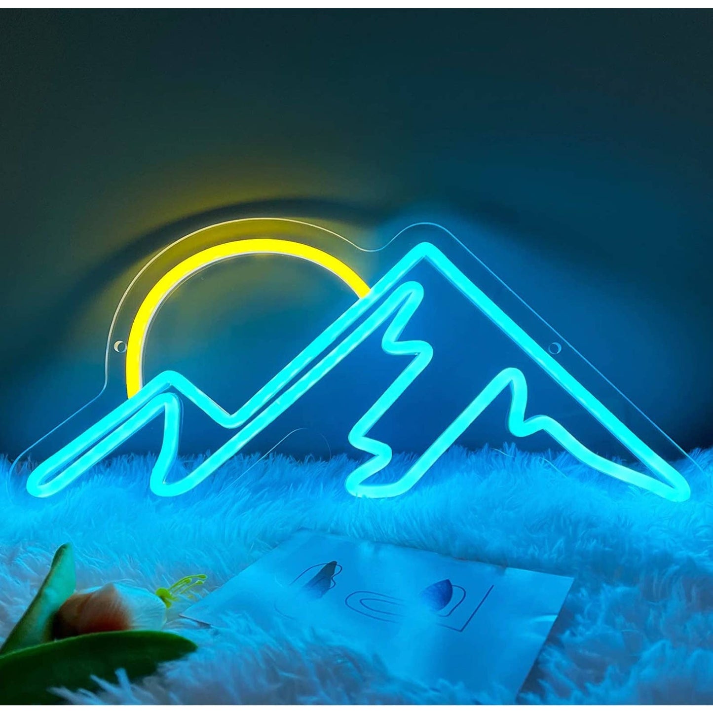 Lovely Ice Blue Mountains Sunset LED Night Light Room Wall Art Decoration