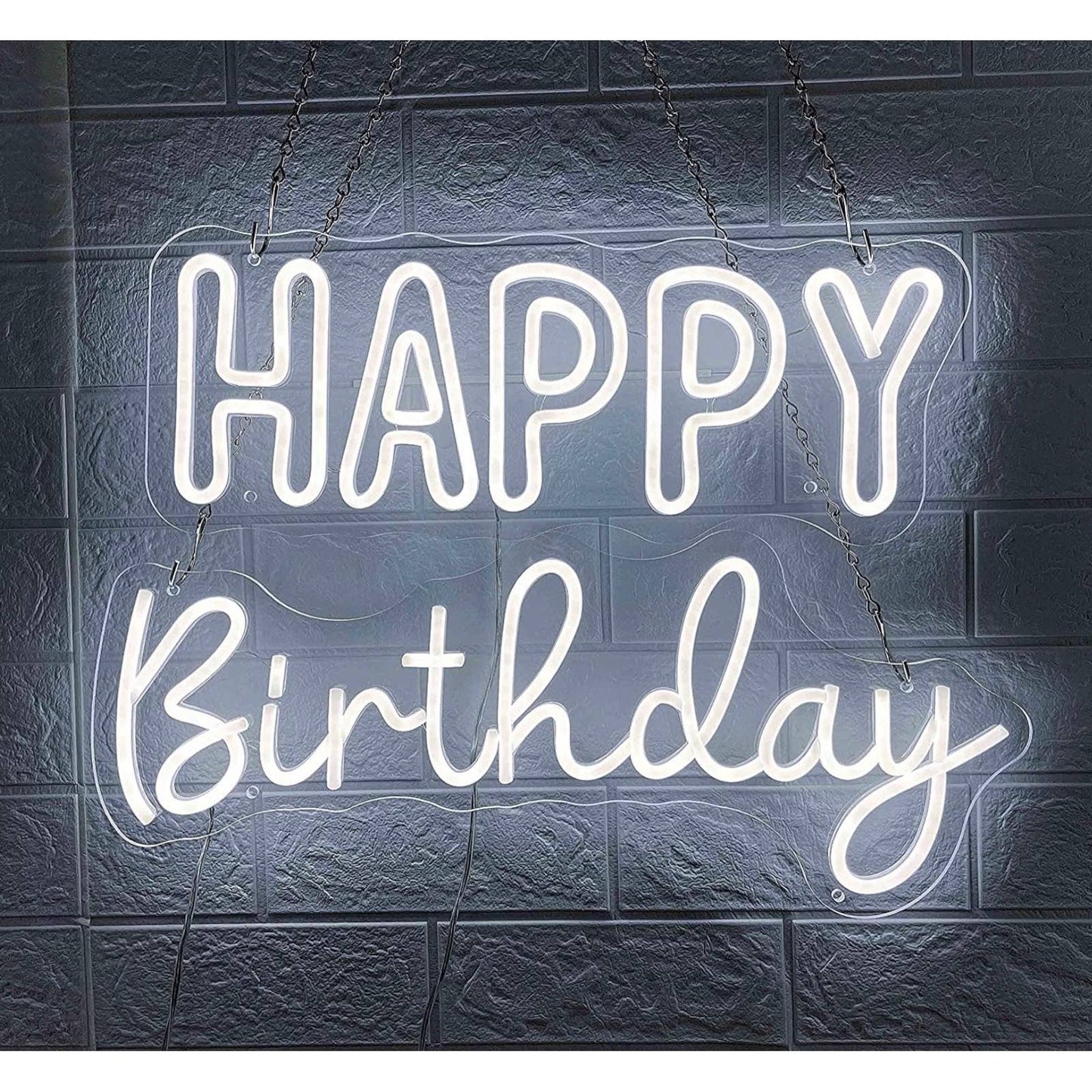 Lovely Bright White Bubble Letter Happy Birthday LED Night Light Room Wall Decor