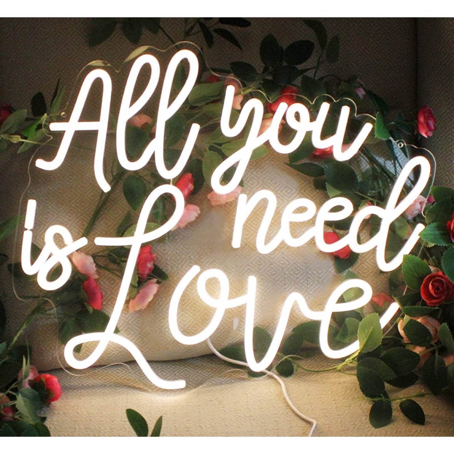 Lovely Bright White “All You Need is Love” LED Night Light Romantic Room Wall De