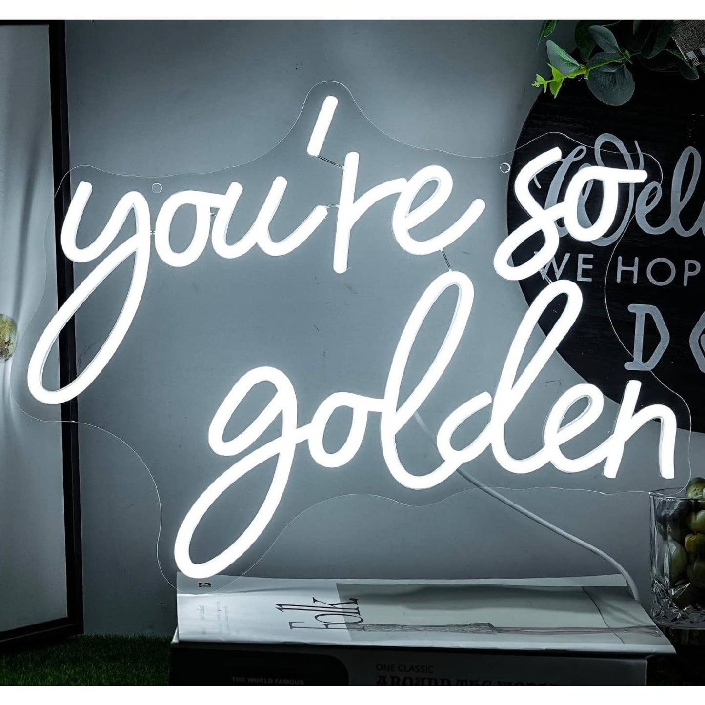 Lovely Bright White “You’re So Golden” LED Night Light Room Wall Decoration