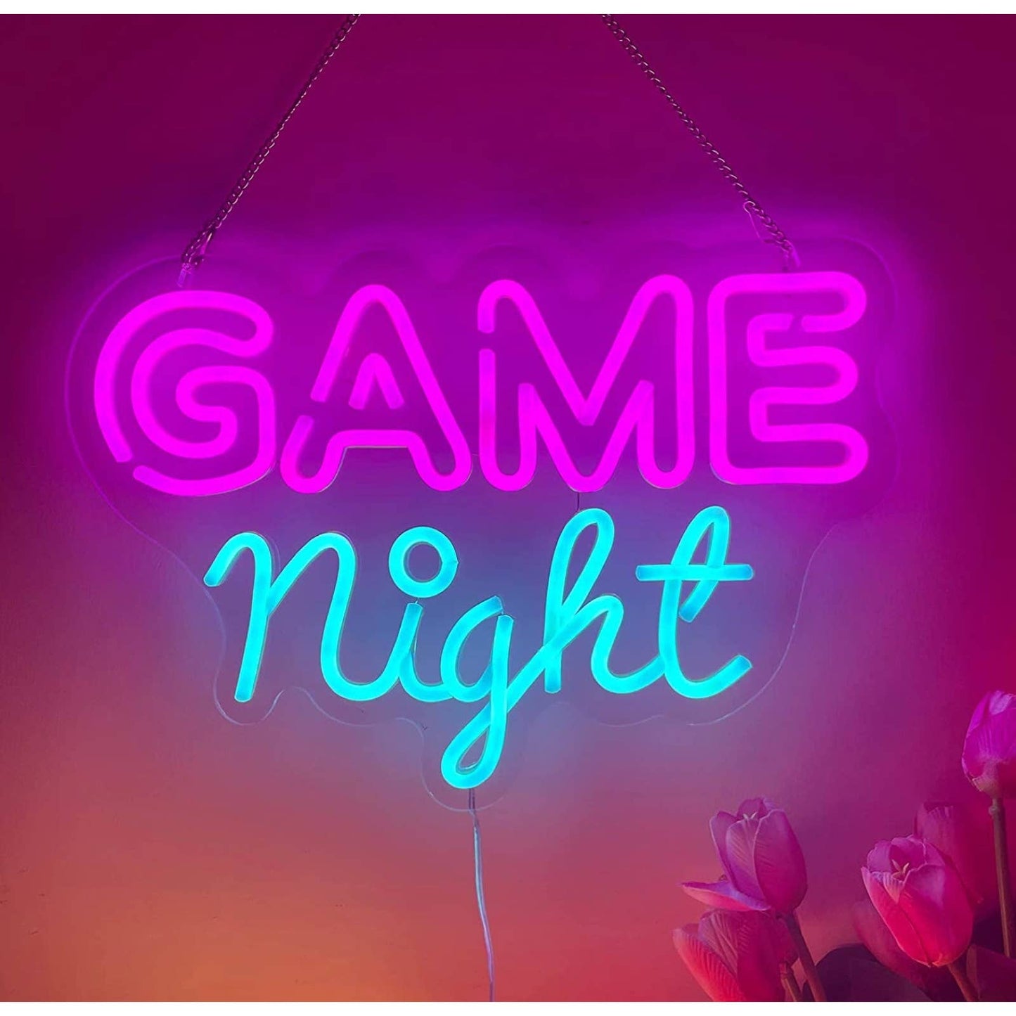 Fun Bight Pink / Blue Game Night LED Night Light Room Wall Decoration