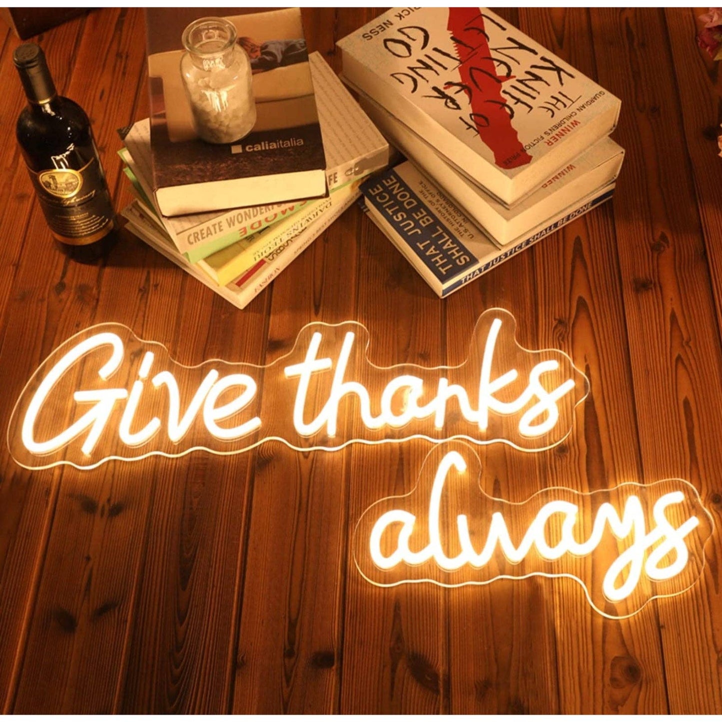 Lovely Warm Bright “Give Thanks Always” LED Night Light Room Wall Decoration