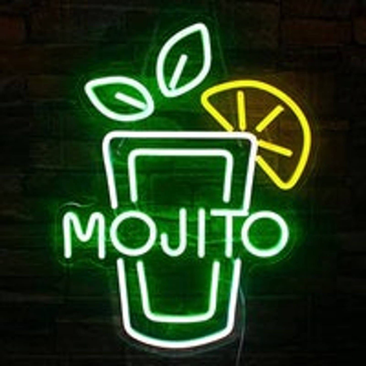 Tasty Bright Green Lemon Mojito LED Night Light Drink Bar Decoration